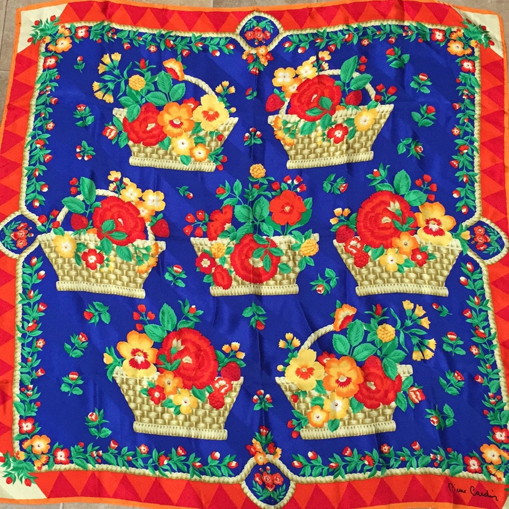 Vintage Pierre Cardin silk? scarf, 34” square